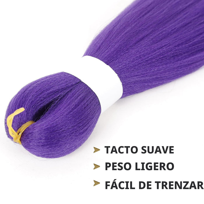 Extensiones de cabello morado de 24 pulgadas de largo para trenzas