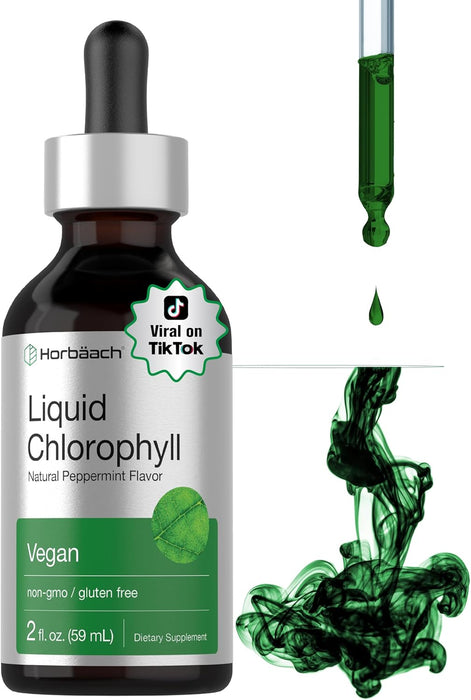 Gotas de clorofila líquida Horbäach | 59 ml | Sabor natural a menta