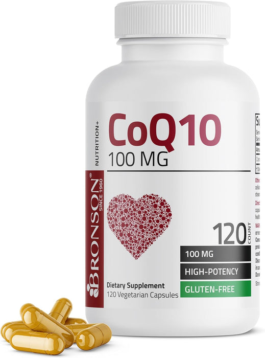 Bronson CoQ10 100 mg (Ubiquinona), Alta Potencia, 120 Cápsulas Vegetarianas