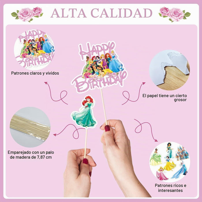 11 Piezas de decoraciones para pastel de princesas de disney
