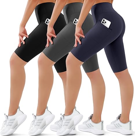 SUNCLOVE Pack de 3 shorts de ciclista para mujer, con control de abdomen, ideales para entrenar