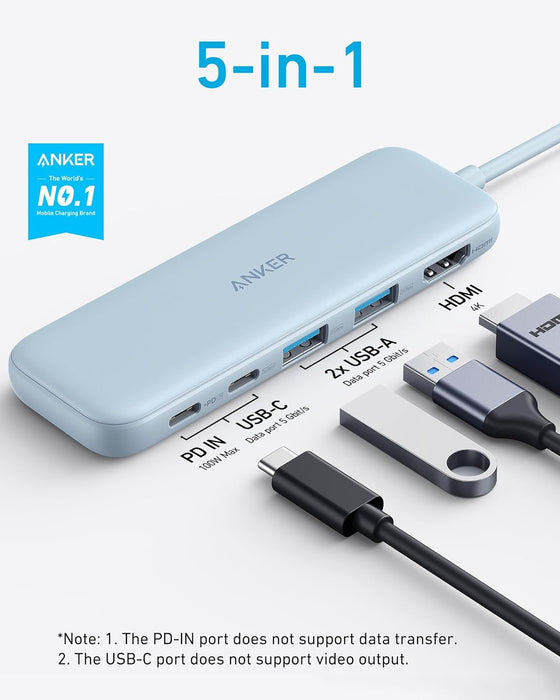 Anker Hub USB C, adaptador USB C 5 en 1 a HDMI con pantalla 4K