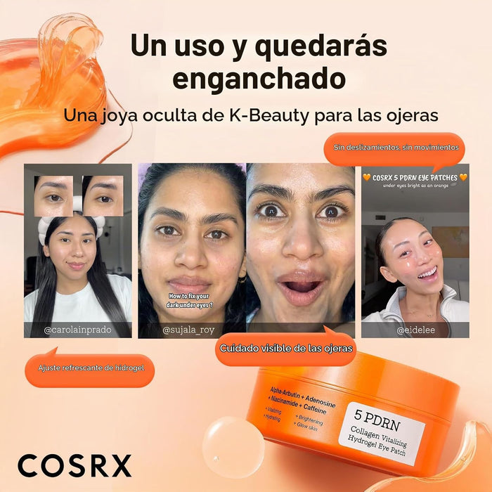 COSRX 5-PDRN Parches de colágeno para ojeras para ojeras, 60 parches debajo