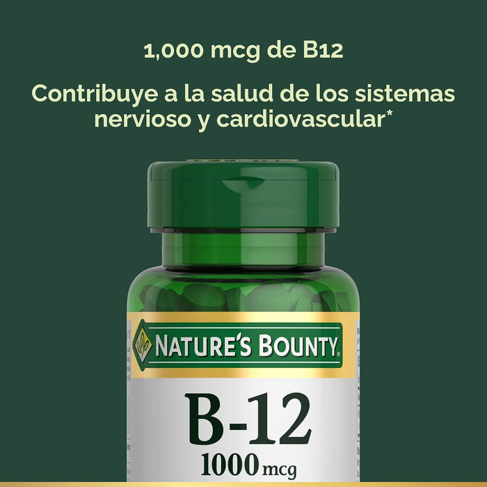 Nature's Bounty Vitamina B-12, 1000 mcg, 200 comprimidos recubiertos