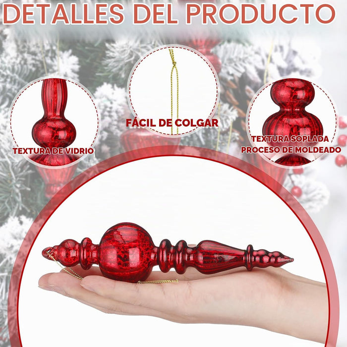 Soaoo 6 piezas adornos navideños remate de vidrio mercurio burdeos