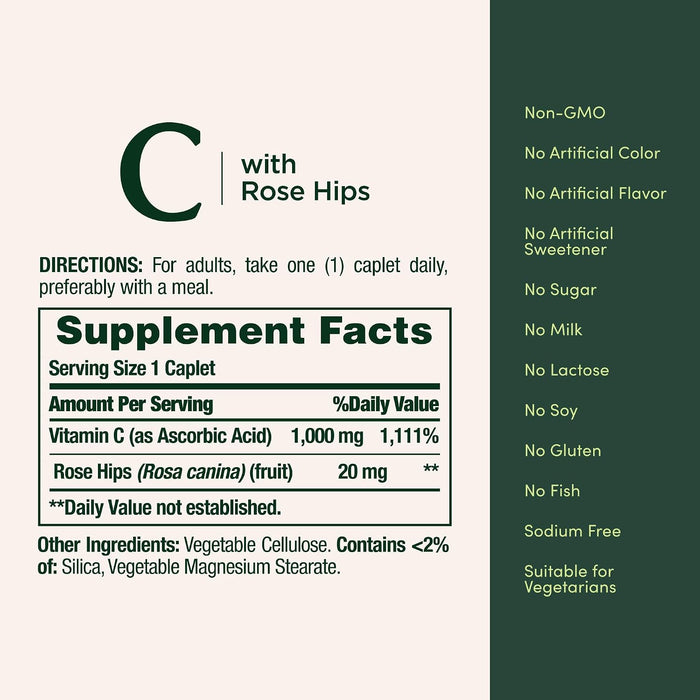 Nature’s Bounty Vitamina C + Escaramujos, Apoyo Inmunológico, 1000mg, 100 Unidades