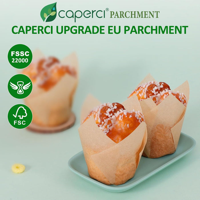 Caperci 150 piezas de forros naturales para cupcakes de tulipán