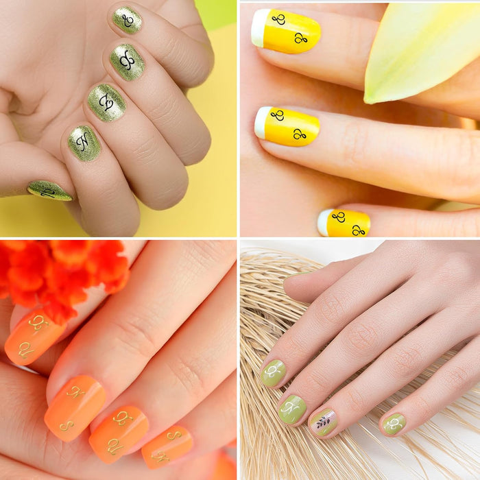 4 hojas de Calcomanías de uñas con letras retro