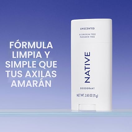 Native Deodorant, Sin fragancia, Sin aluminio, Sin parabenos, 2.65 OZ (75 g)