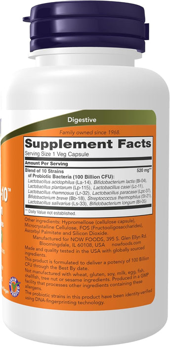 NOW Foods Suplementos, Probiótico-10™, 100 mil millones, 60 cápsulas vegetarianas