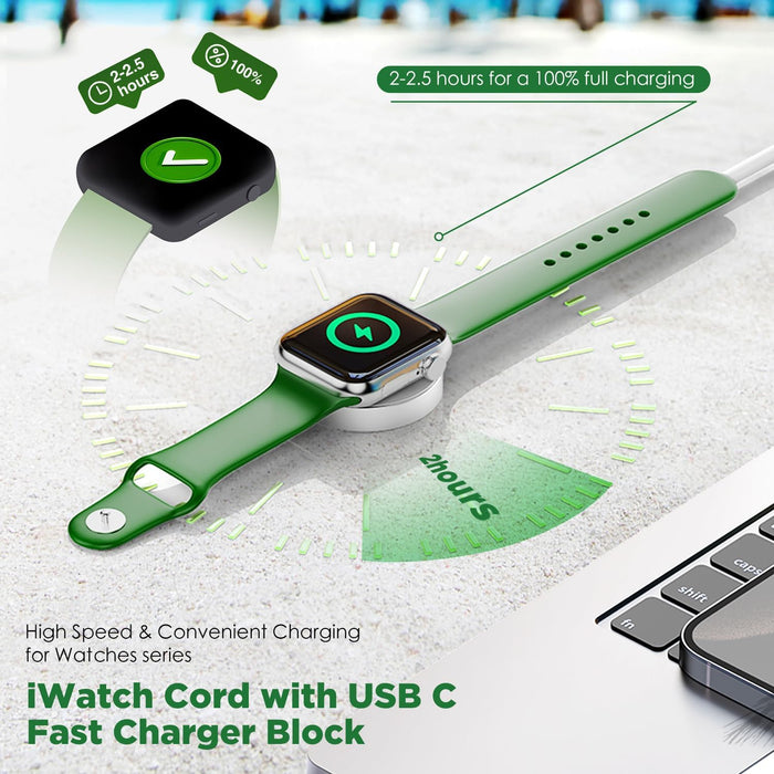 Paquete de 1 cable de carga USB C de 3 pies para Apple Watch
