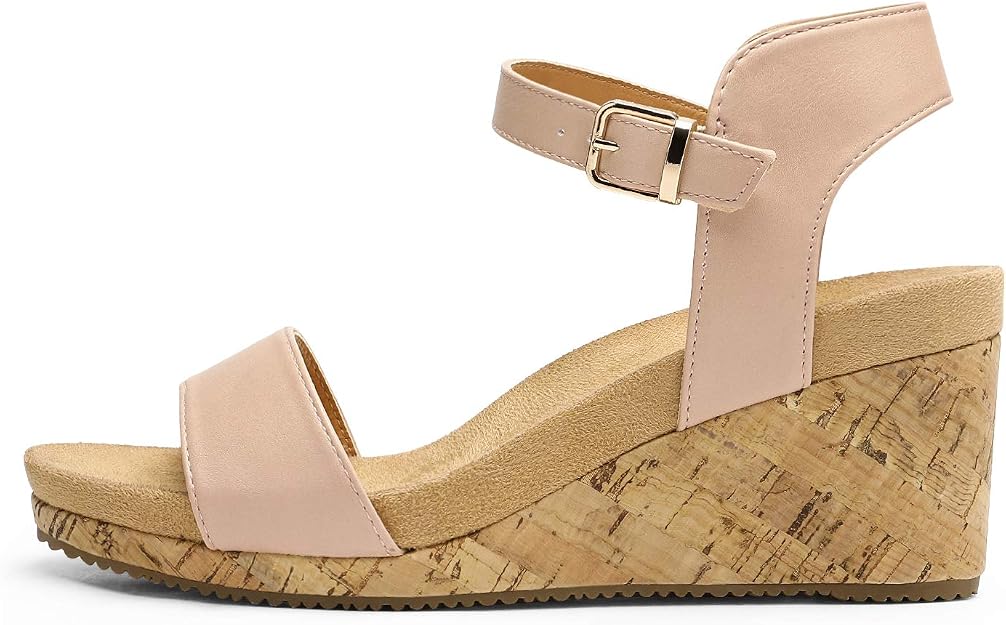 DREAM PAIRS Sandalias de cuña con plataforma y hebilla