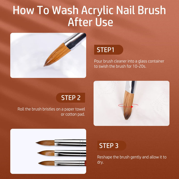 Cepillo de uñas acrílicas pincel profesional de madera roja para arte de uñas