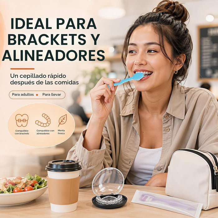 Mini cepillos de dientes desechables de viaje con pasta de dientes