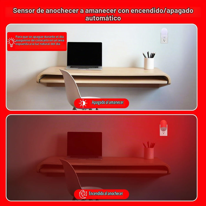Luz nocturna roja y ámbar de 670 nm enchufable a la pared para dormir [4 unidades]