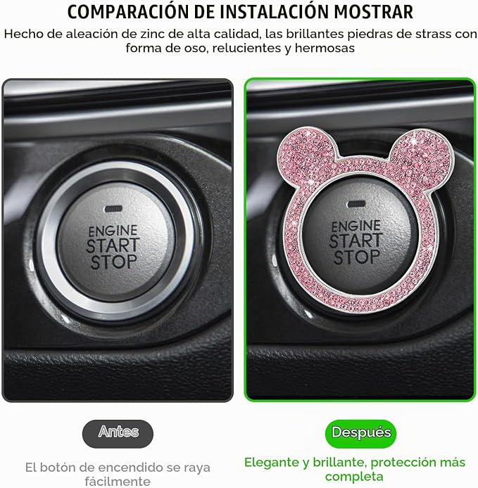 Cubierta brillante para botón de arranque del motor de automóvil