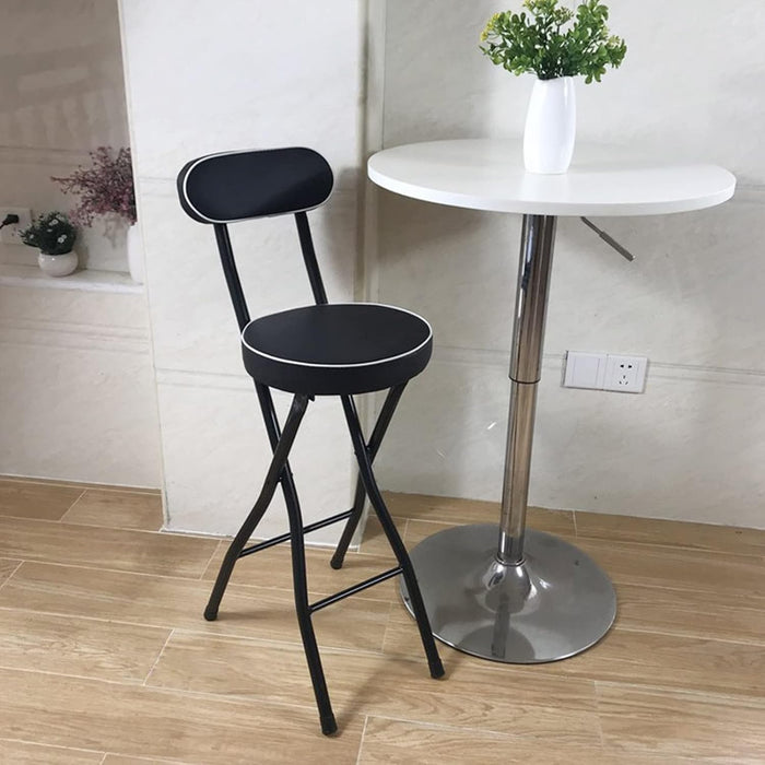 Taburete de bar plegable con respaldo de piel sintética