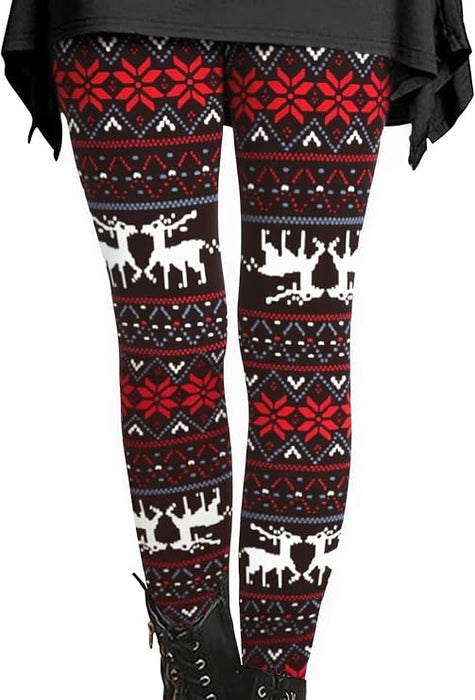 Leggings de Navidad para mujer, cintura alta, control de abdomen, estampados, suaves