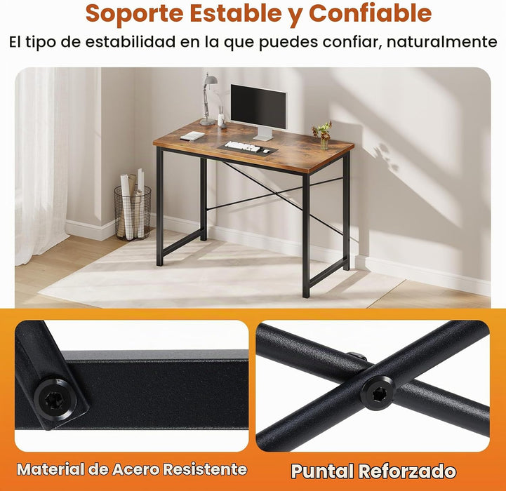Escritorio de trabajo y estudio para juegos para oficina en casa, marco de metal resistente de 44 pulgadas