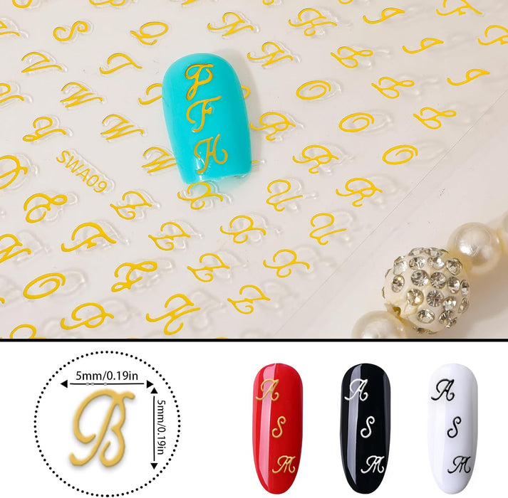 4 hojas de Calcomanías de uñas con letras retro