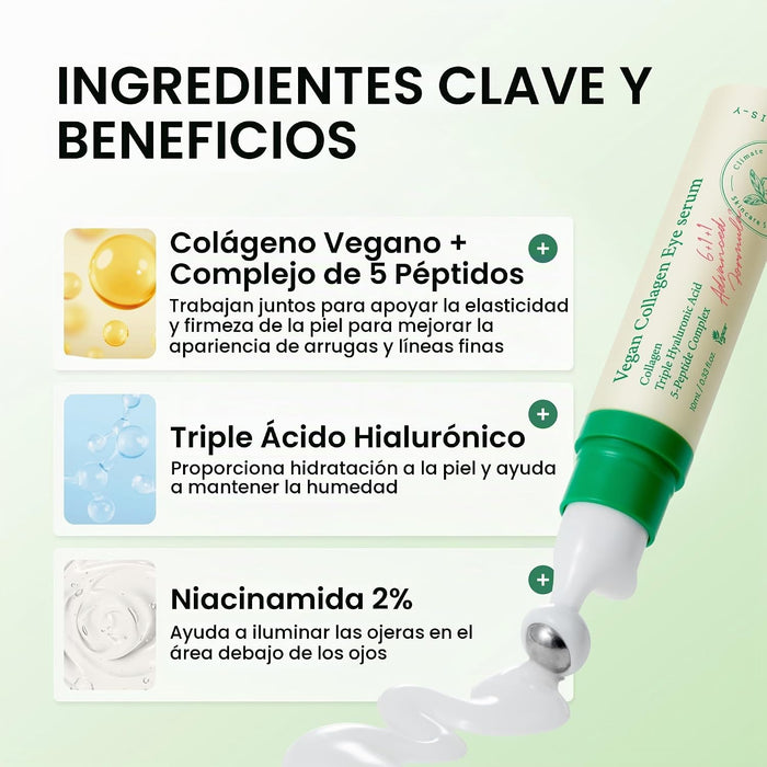 AXIS-Y Suero vegano de colágeno para ojos con 2% de niacinamida, péptidos
