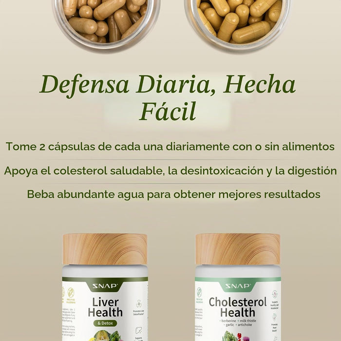 Snap Supplements Paquete de suplementos para la salud del hígado y el colesterol, 60 Capsulas