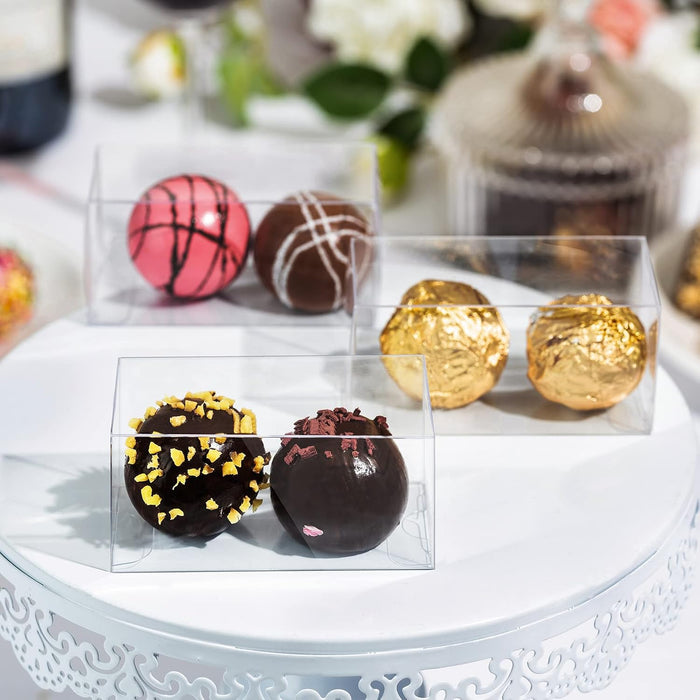 Paquete de 100 cajas de chocolate transparentes para 2 trufas, cajas de regalo
