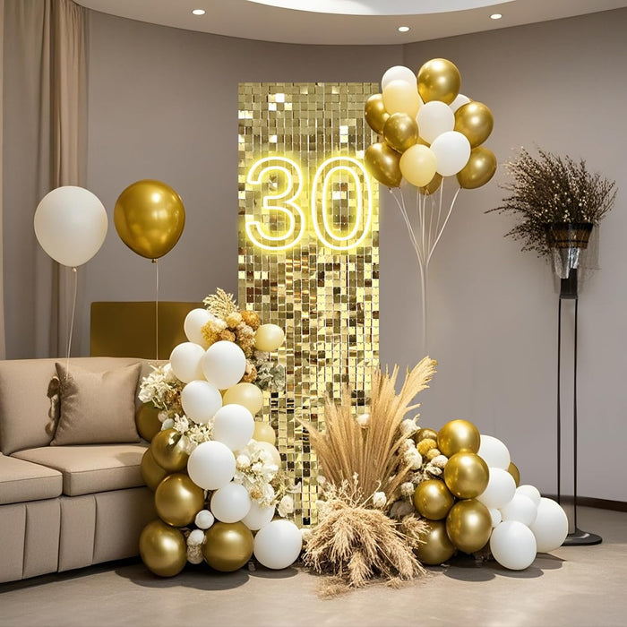 Ozikutech 12 paneles de fondo de pared con brillo dorado claro para decoración de fiestas