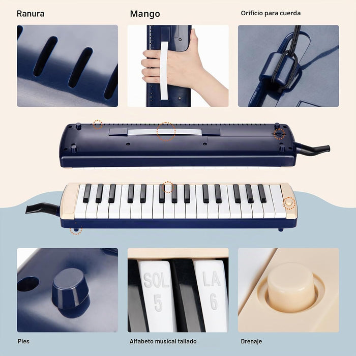 CAHAYA Teclado de piano melódico de 32 teclas con estuche para principiantes