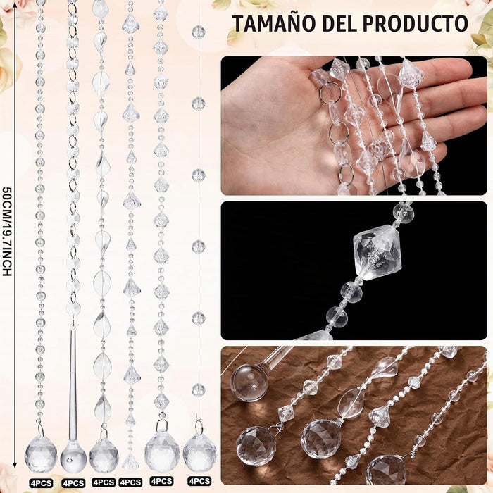 Soulchen 24 guirnaldas de cristal colgantes de Navidad