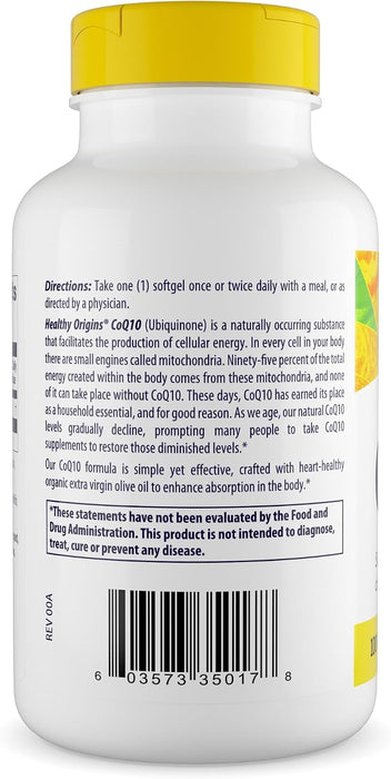 Healthy Origins CoQ10 100 mg, trans-isómero, ubiquinona, 300 cápsulas blandas