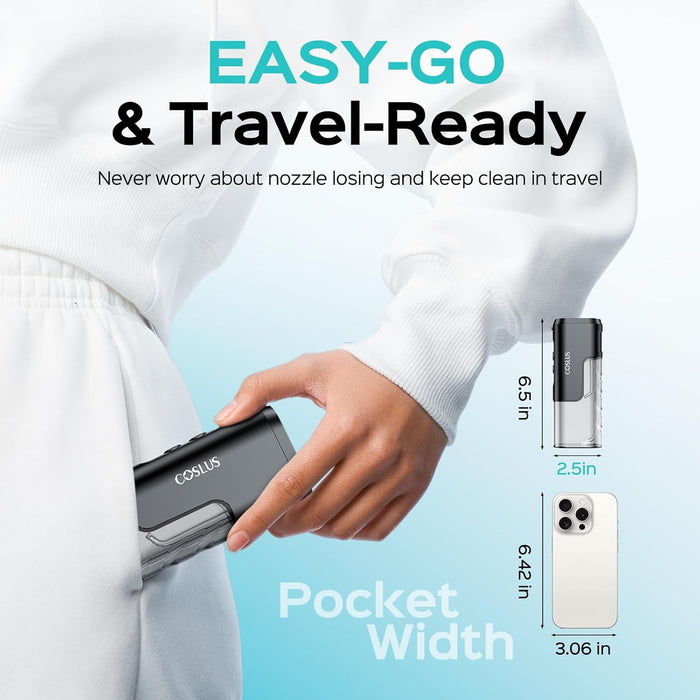 COSLUS T40 Irrigador bucal mini para viajes, diseño compacto y portátil, negro