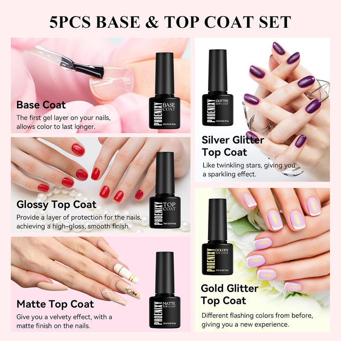 Phoenixy Juego de 30 esmaltes de uñas de gel, 25 colores