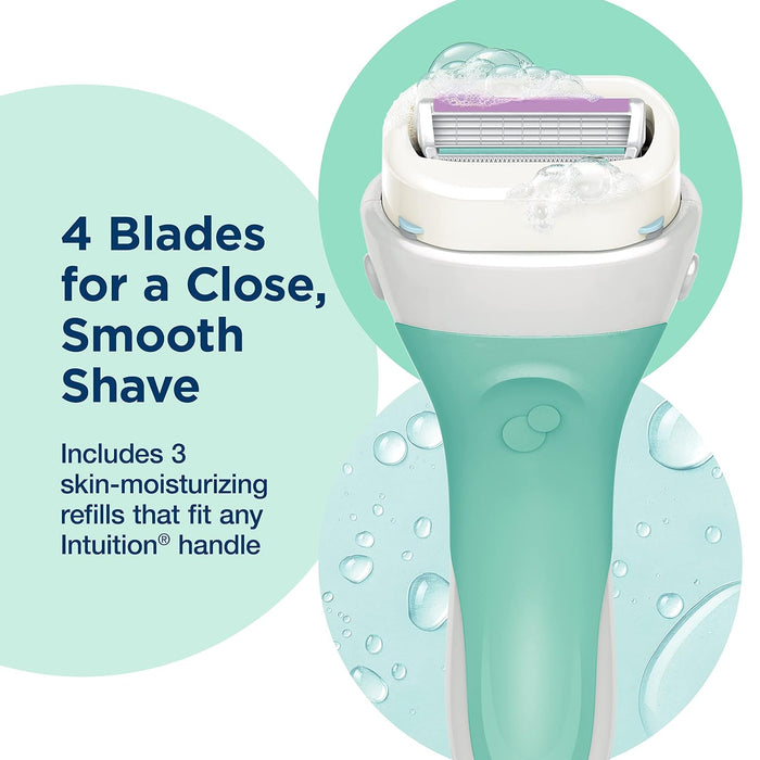 Schick Intuition Sensitive Recambios de maquinilla de afeitar para mujer de 4 hojas, 3 unidades