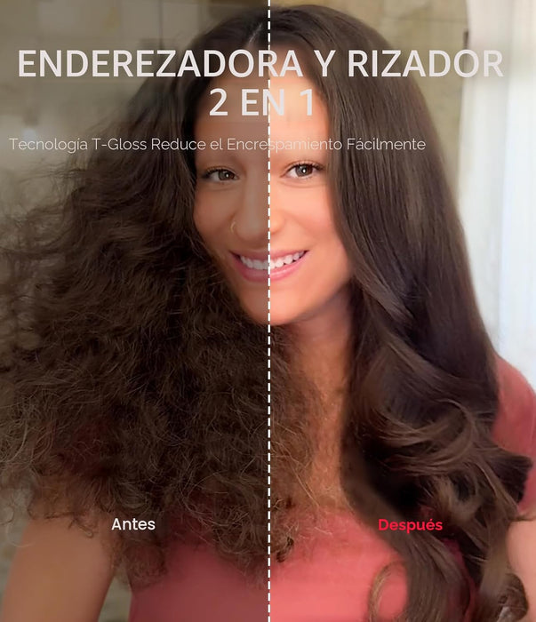 TYMO Cepillo Térmico Alisador y Rizador de Cabello 2 en 1 de 1.7 Pulgadas Voluminizador