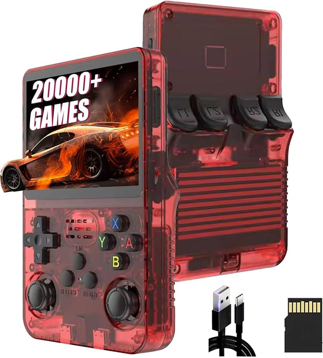 Consola de videojuegos portátil Retro R36S, 128G, sistema Linux, pantalla IPS de 3,5 pulgadas,64GB de juegos