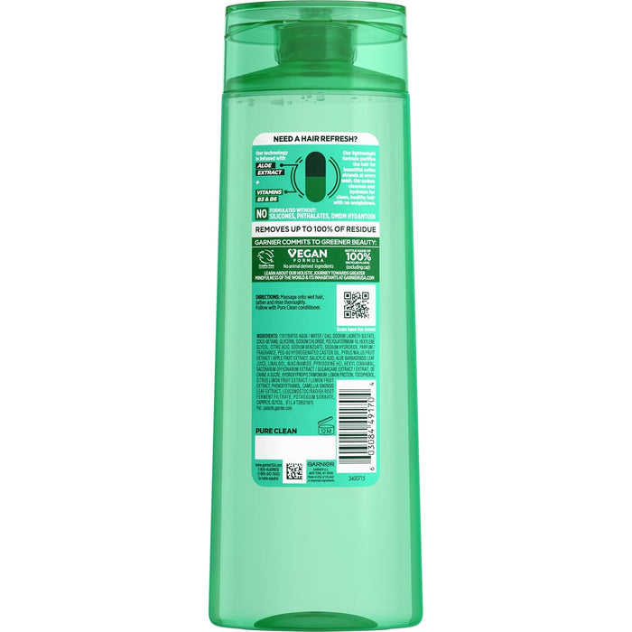 Garnier Fructis Pure Clean Champú purificador, sin silicona, 12.5 onzas líquidas