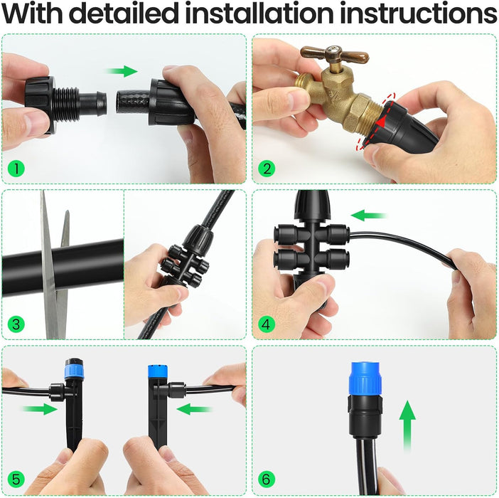Sistema de riego por goteo MIXC de 230 pies, sistema de jardín automático de fácil instalación