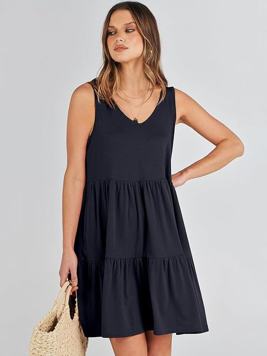 ANRABESS Vestido de verano casual para mujer, sin mangas