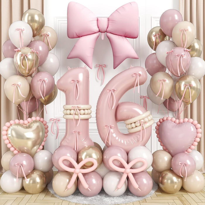 Globo rosa dulce con el número 16, decoraciones de cumpleaños 16, de látex