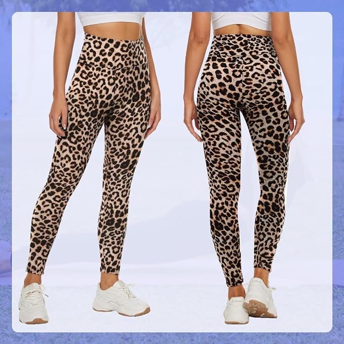 Leggings deportivos de cintura alta para mujer ,estampado de leopardo