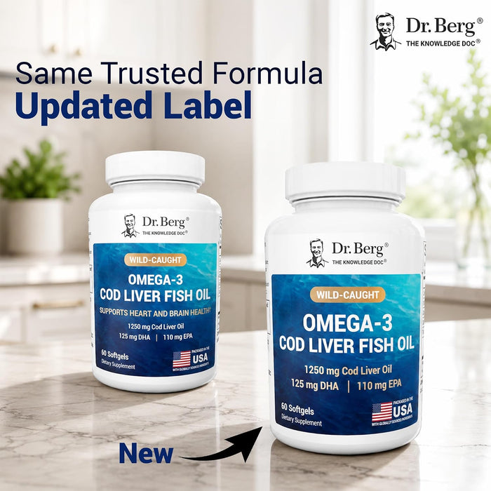 Dr. Berg Omega-3 Aceite de pescado de hígado de bacalao 60 cápsulas blandas