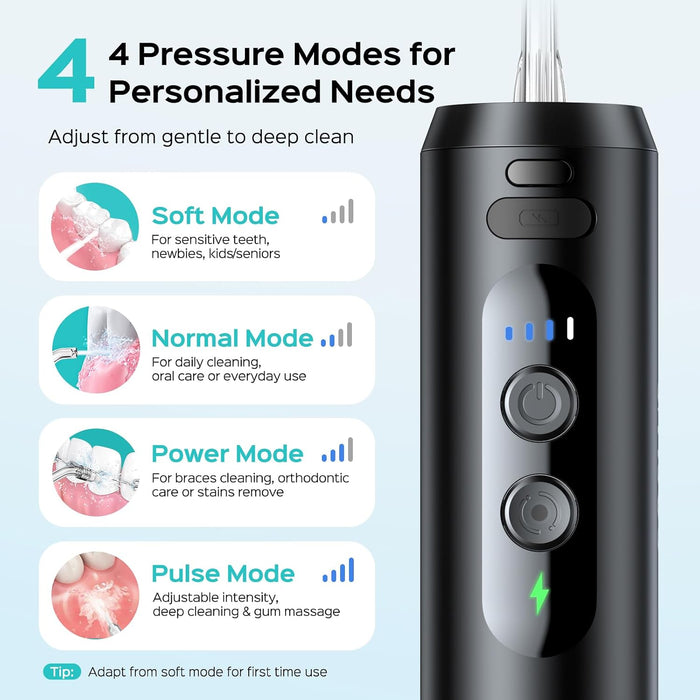 COSLUS T40 Irrigador bucal mini para viajes, diseño compacto y portátil, negro