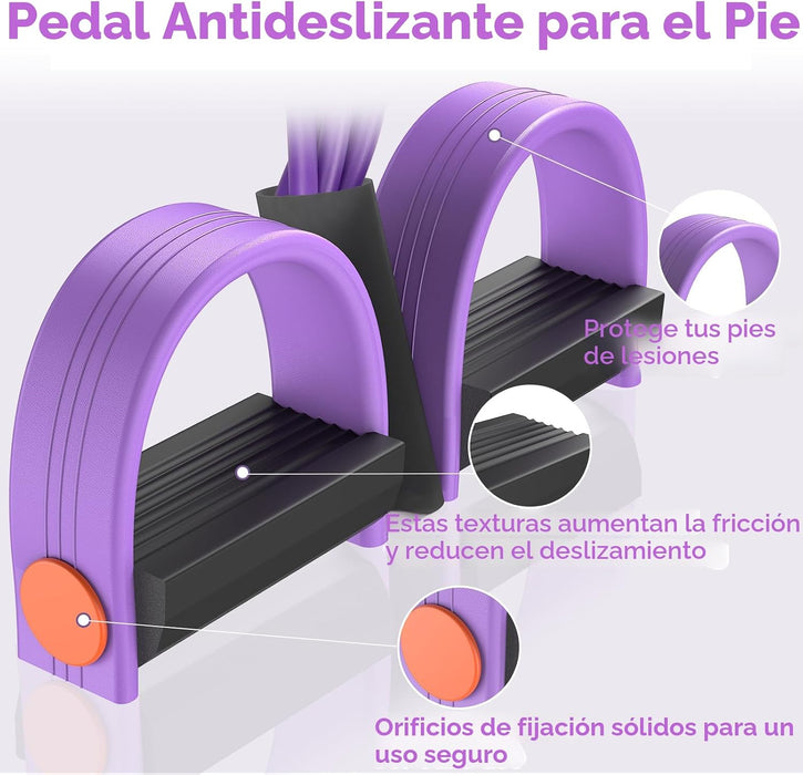 Bandas de resistencia con asas elástica de pedal de pie de 6 tubos