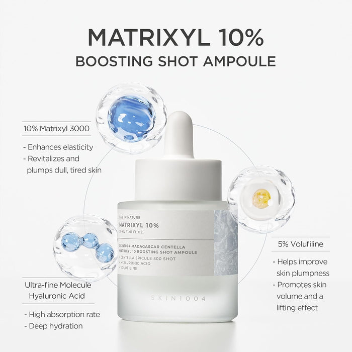 SKIN1004 Matrixyl 10% Boosting Shot Ampolla, Suero de Ácido Hialurónico y Espícula