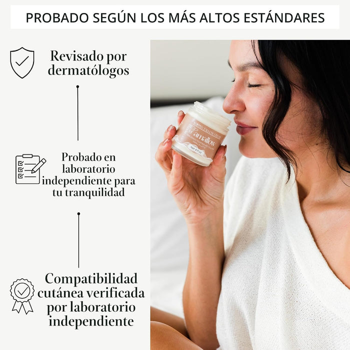 Amallow Sebo 100% de res alimentado con pasto para el cuidado de la piel 4 FL. oz. (Latte de vainilla)