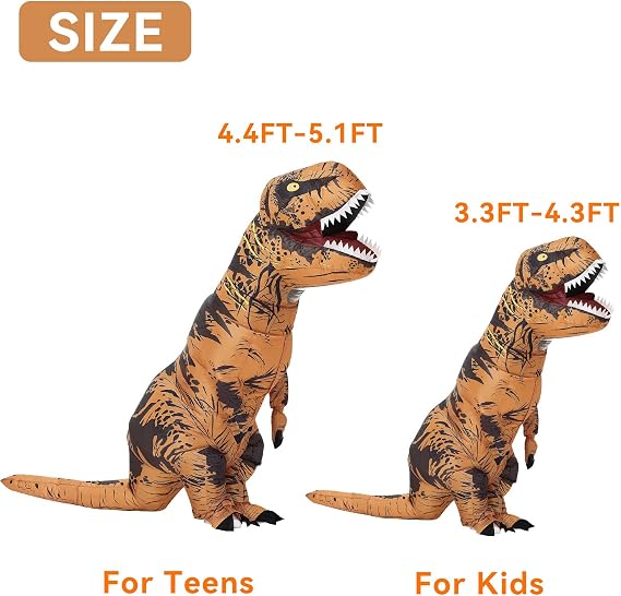 Disfraz inflable de dinosaurio para niños/adolescentes, disfraz de Halloween de T Rex
