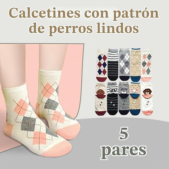 Chalier Calcetines Divertidos para Mujer Cómodos Lindos Estampados con Patrones Divertidos