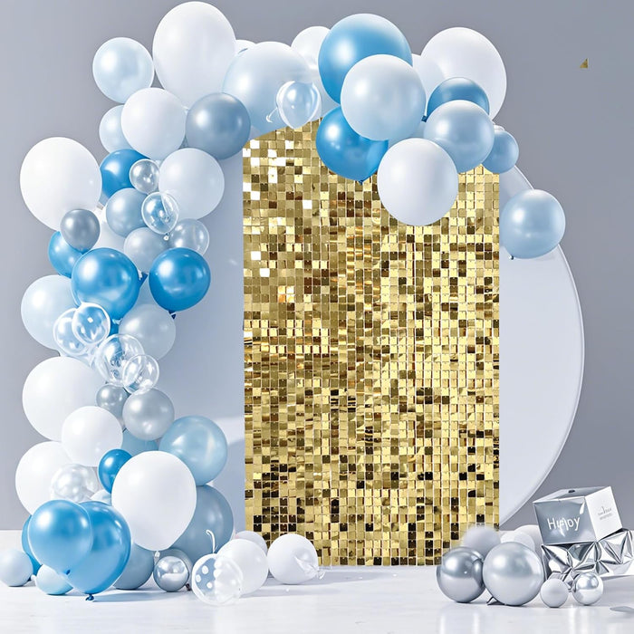 Ozikutech 12 paneles de fondo de pared con brillo dorado claro para decoración de fiestas