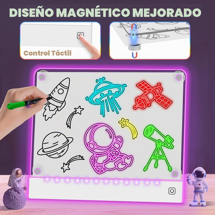 Tablero de dibujo LED recargable para niños con 7 colores
